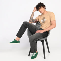 Beige Minimal Graphic T-Shirt