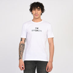 White "I'm Broken" Minimal Graphic T-Shirt
