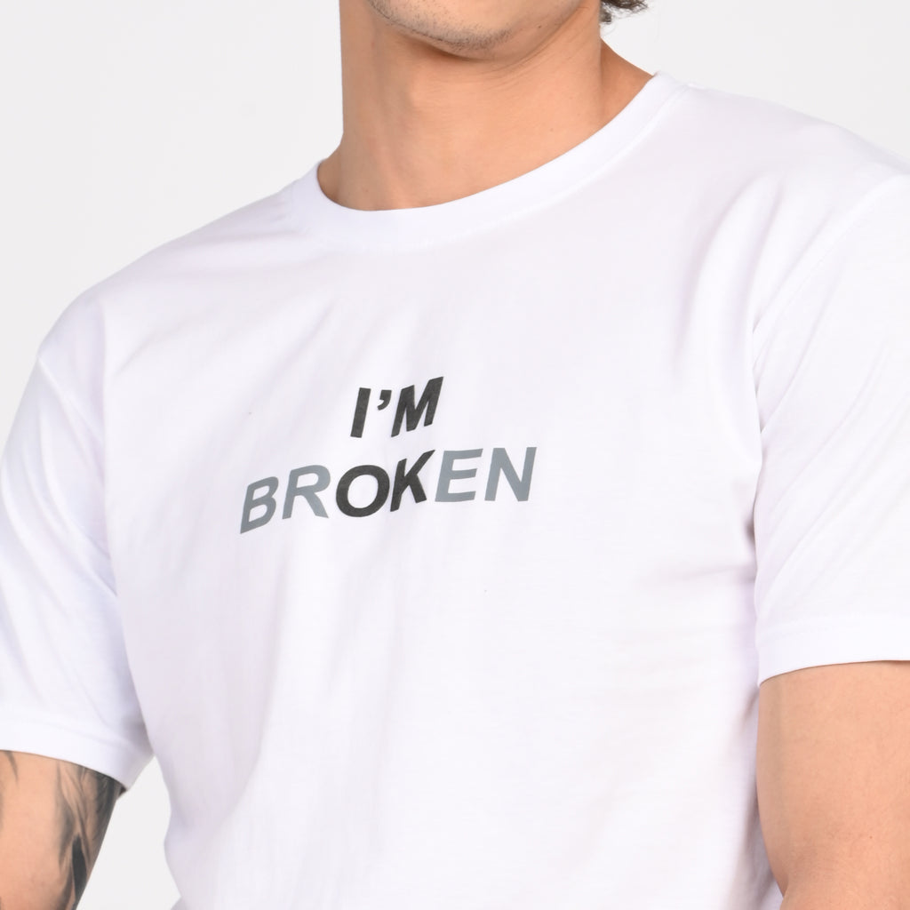 White "I'm Broken" Minimal Graphic T-Shirt - Snipes