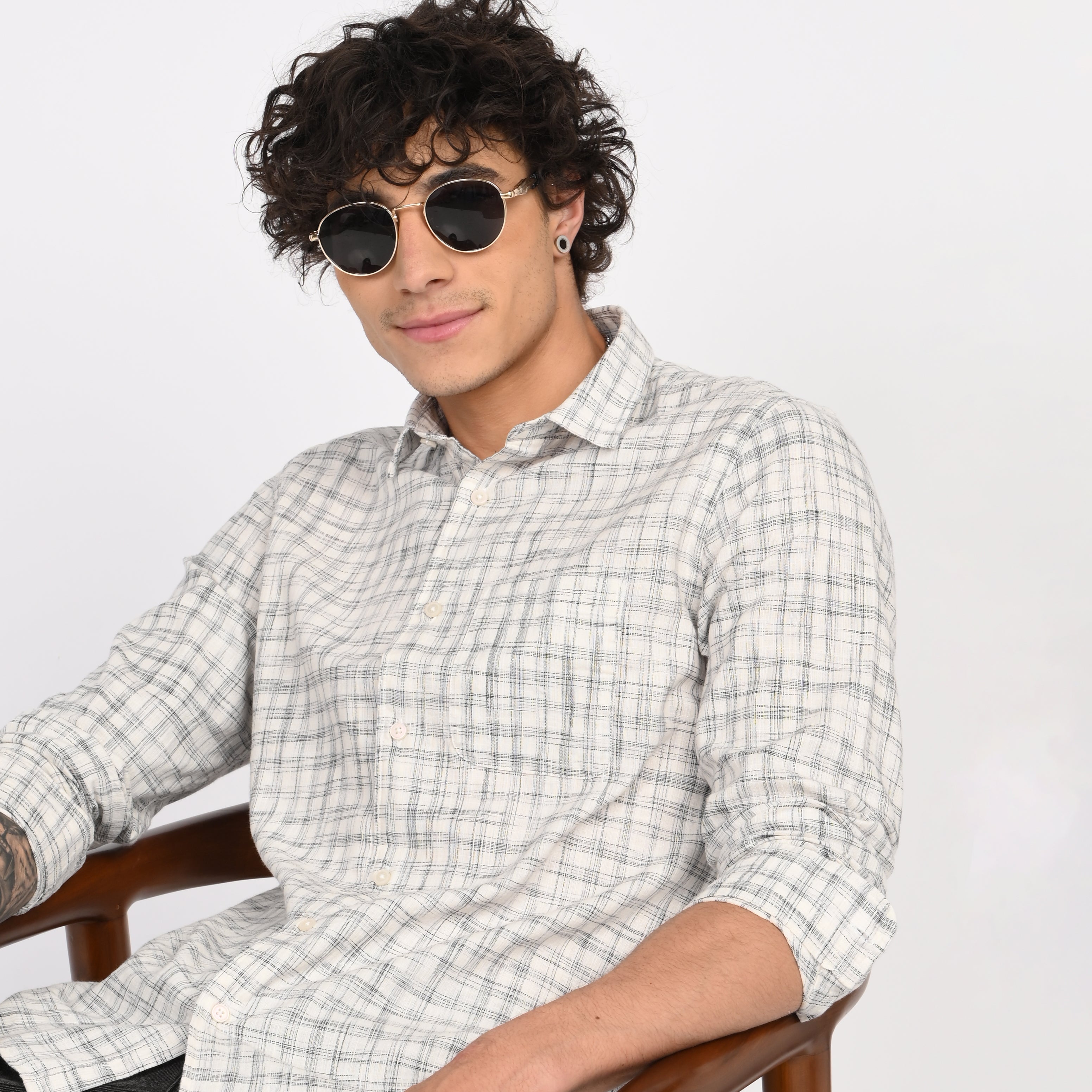 Linen Checkered Shirt - Snipes