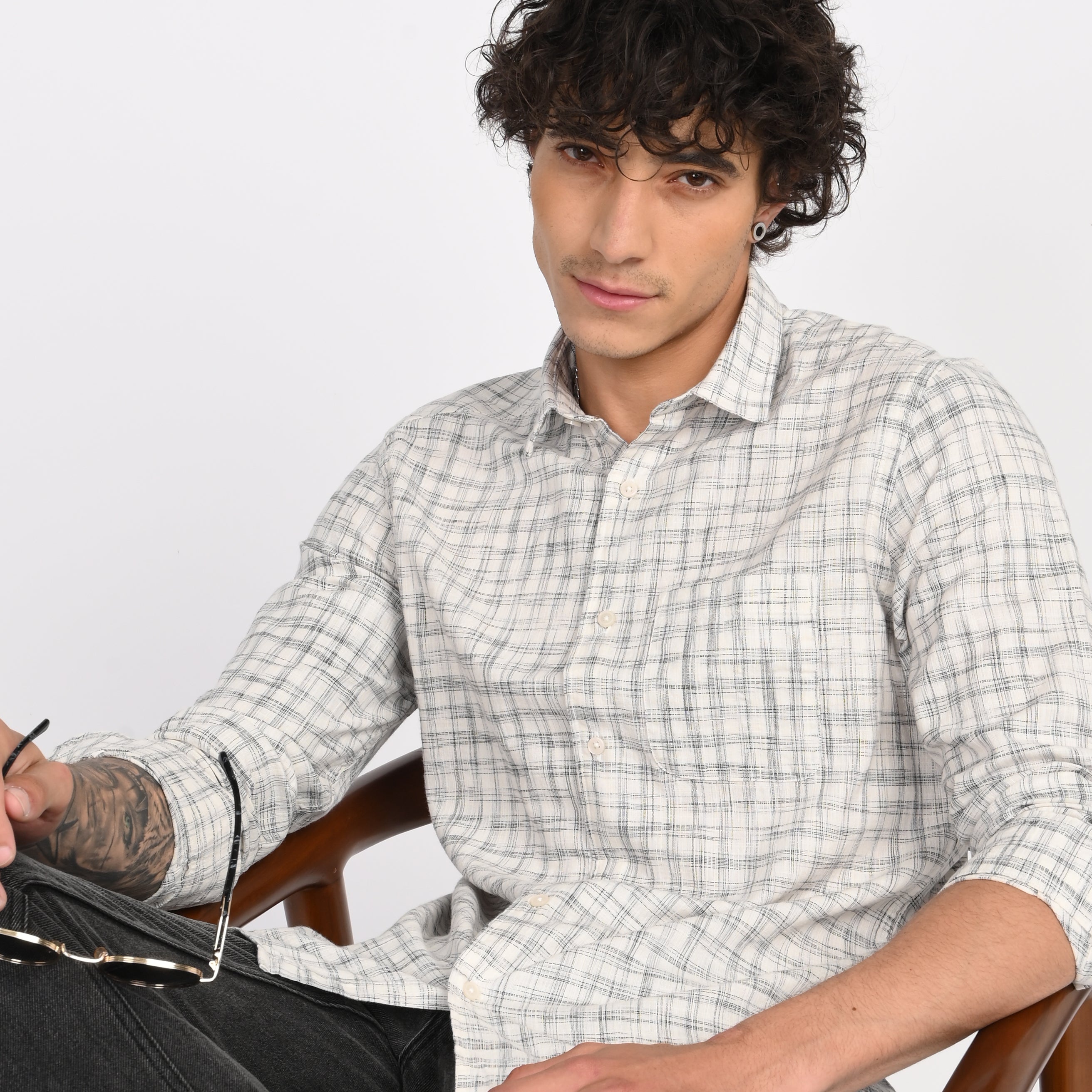 Linen Checkered Shirt - Snipes