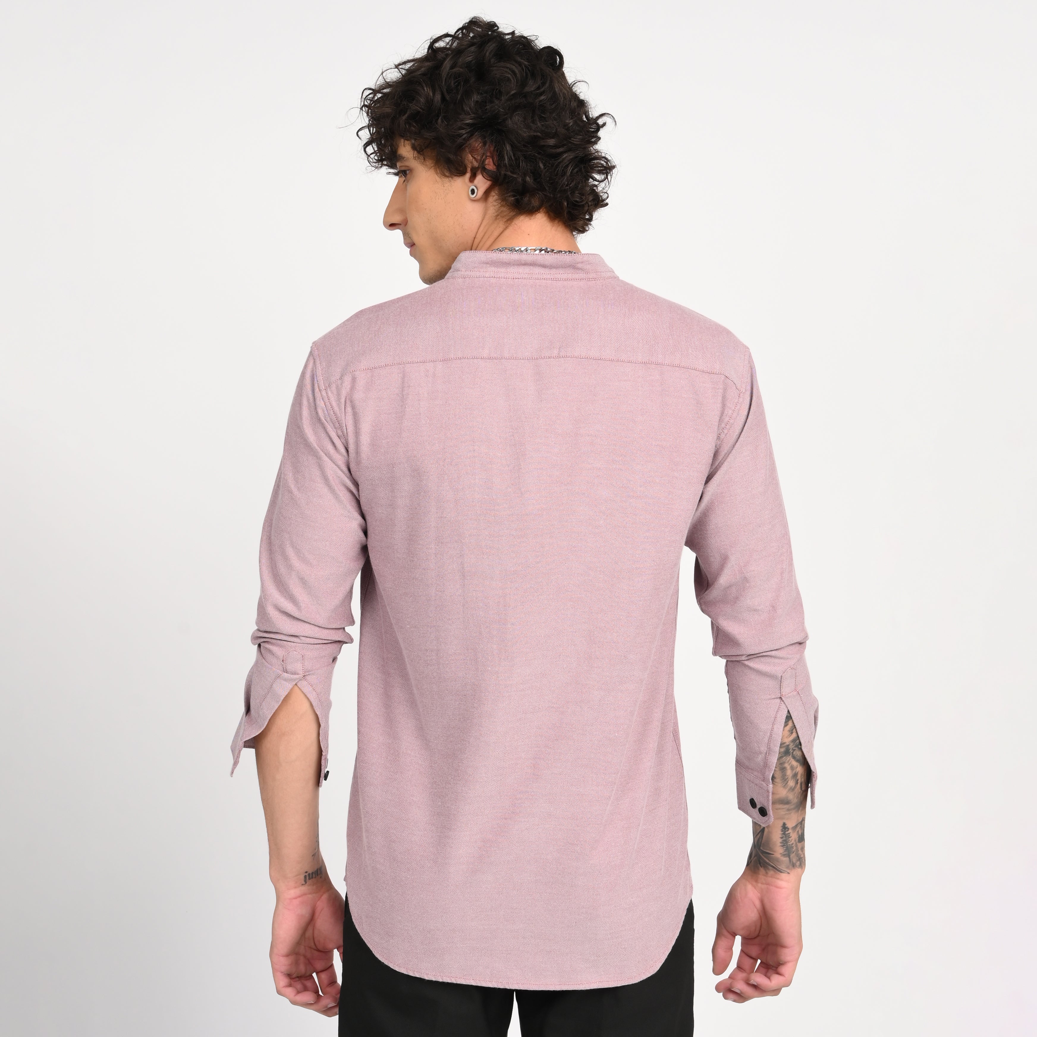 Mandarin Collar Plain Shirt - Snipes