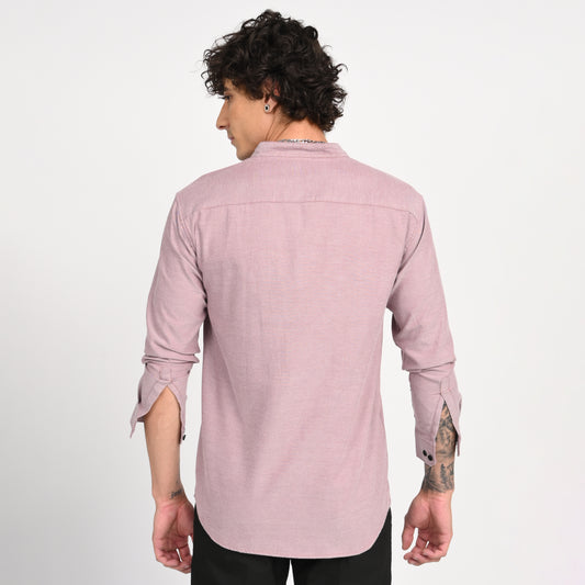 Mandarin Collar Plain Shirt