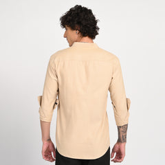 Mandarin Collar Plain Shirt