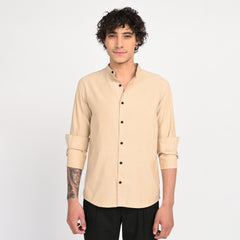 Mandarin Collar Plain Shirt