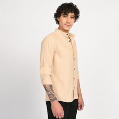 Mandarin Collar Plain Shirt