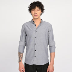 Mandarin Collar Plain Shirt