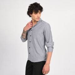 Mandarin Collar Plain Shirt