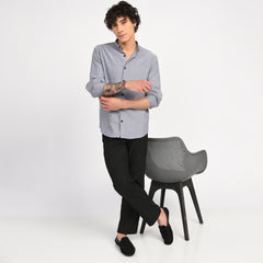 Mandarin Collar Plain Shirt