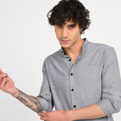 Mandarin Collar Plain Shirt