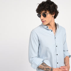 Mandarin Collar Plain Shirt