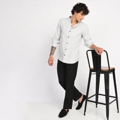 Mandarin Collar Plain Shirt