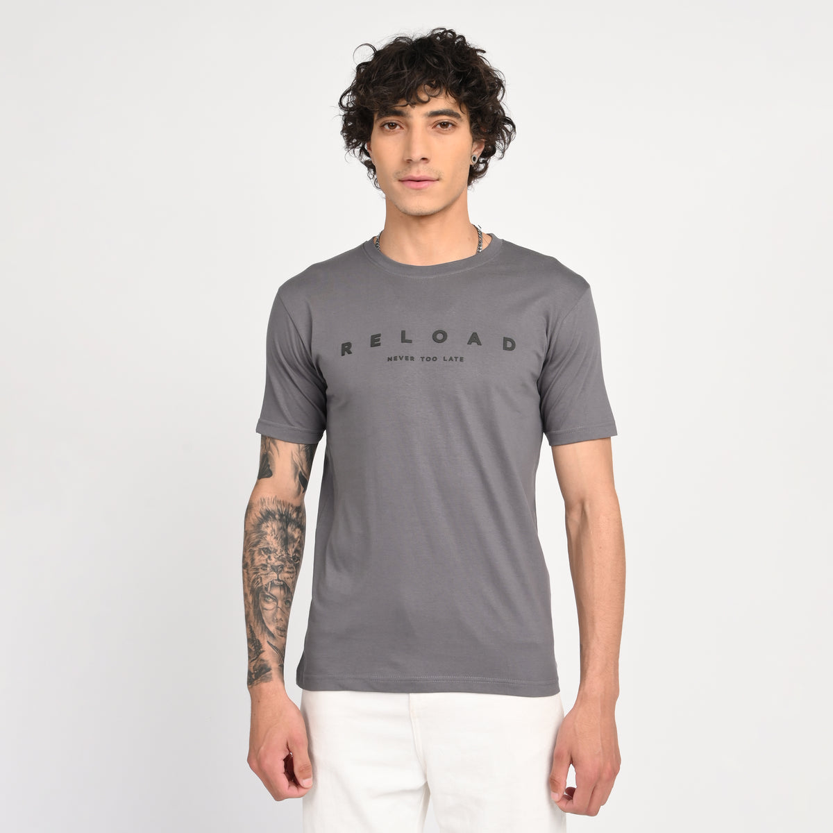 Grey Minimal Graphic T-Shirt