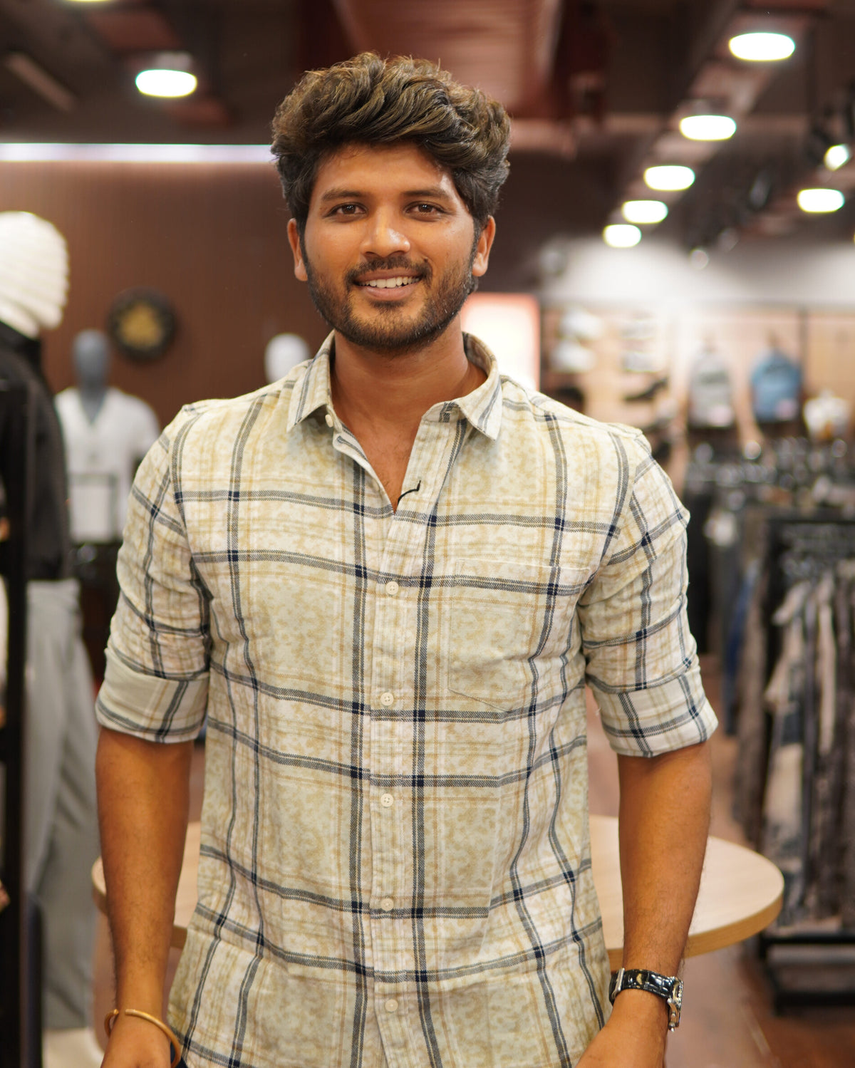 Acid Wash Checkered Shirt - Orange Line