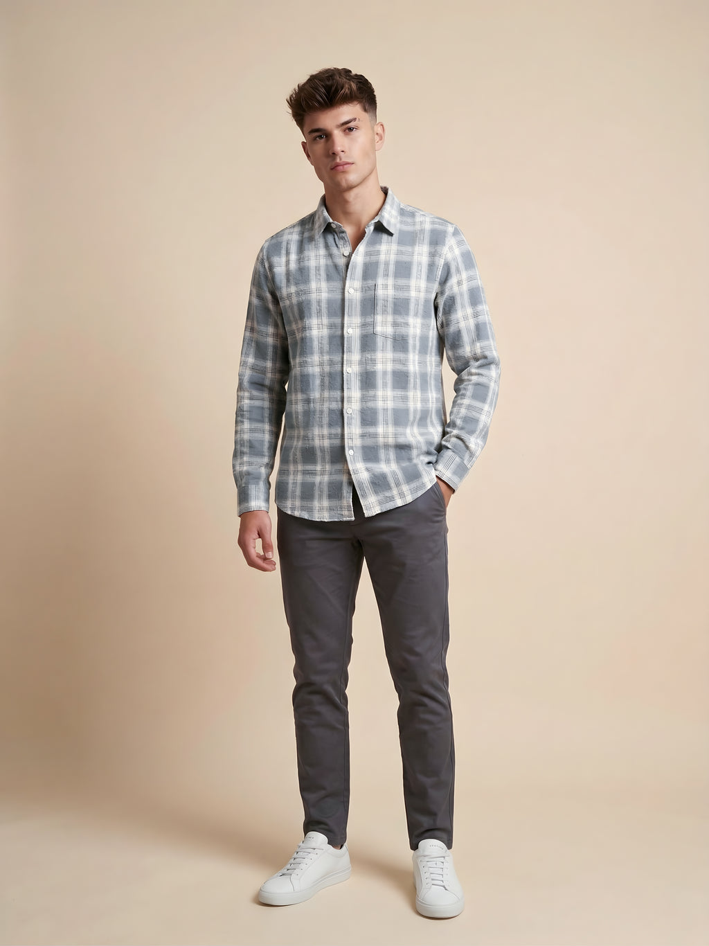 Snipes premium checked shirt showing a classic plaid pattern in red, black, and white with a collar and button closure.