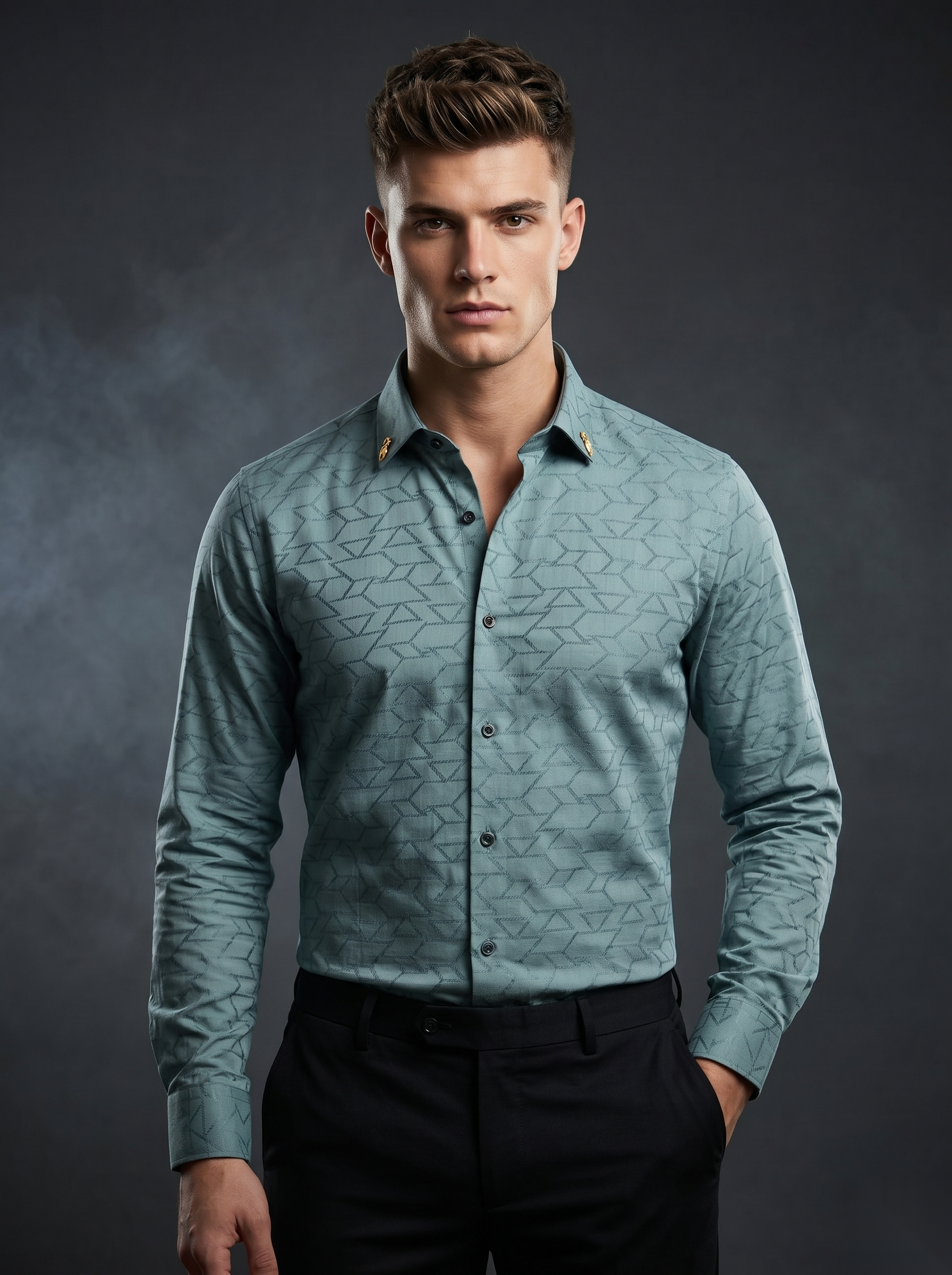 Snipes premium party-wear shirt with stylish pattern, long sleeves, and collar, perfect for festive occasions.