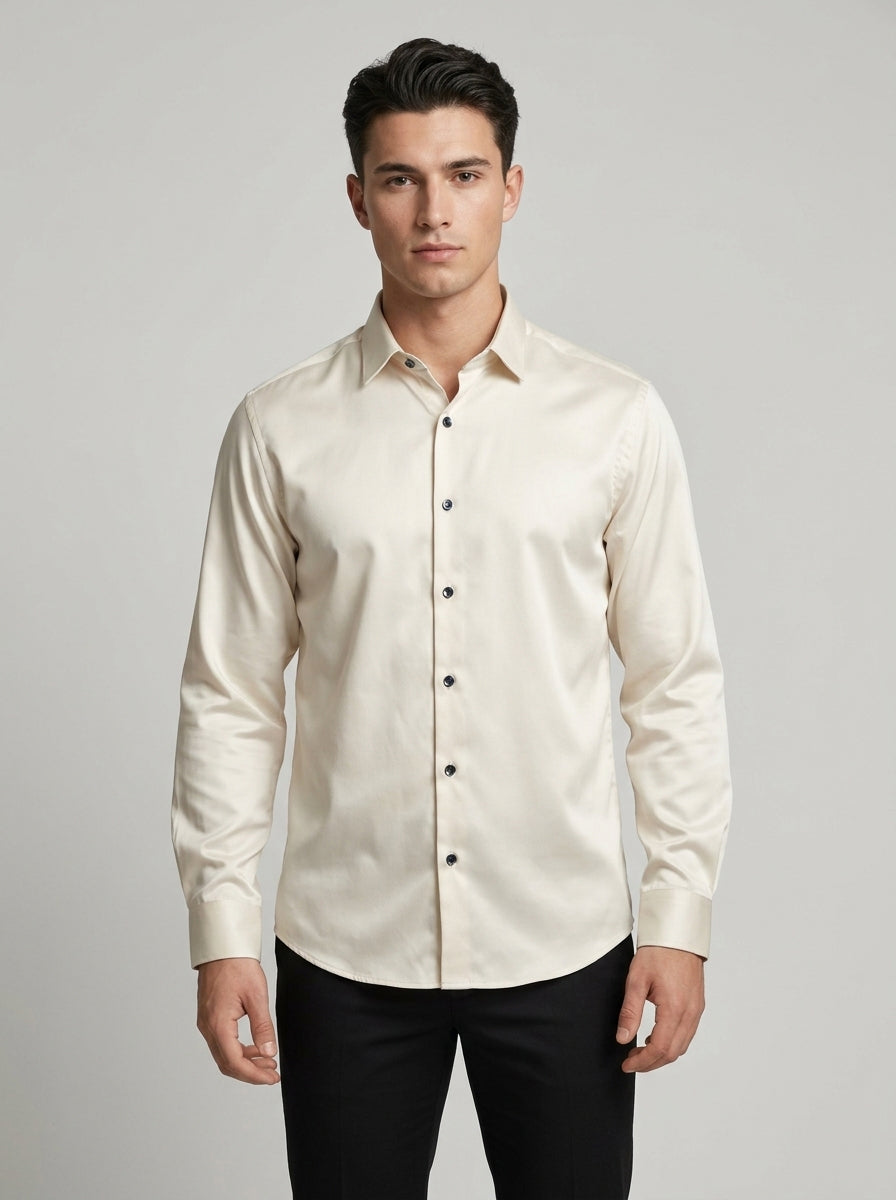 Men’s Solid Satin-Finish Full Sleeve Shirt