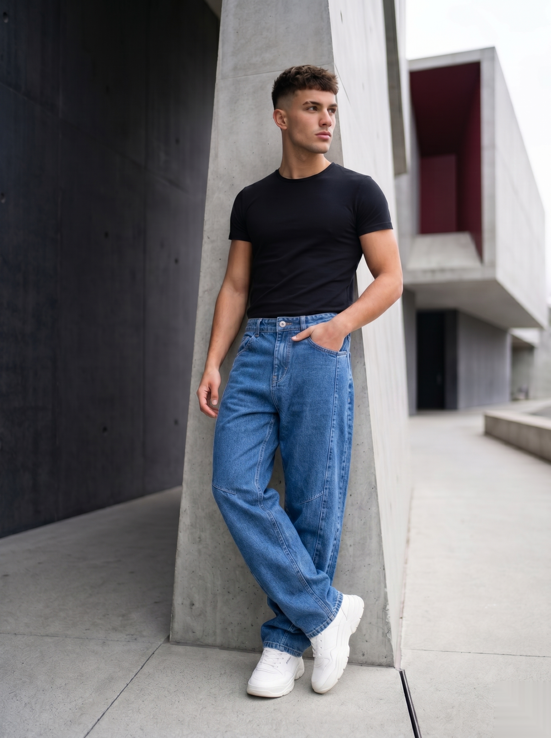 Snipes Barrel Fit denim jeans with a classic blue wash, showcasing a relaxed fit and five-pocket design.