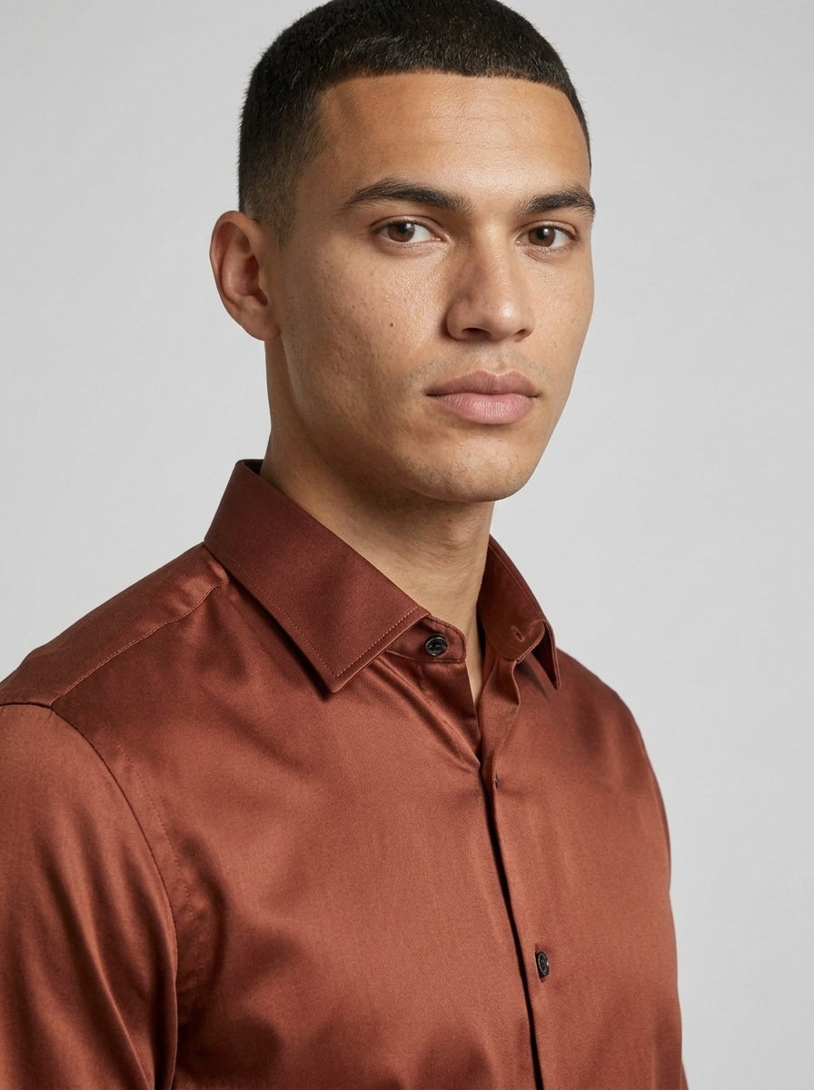 Men’s Solid Satin-Finish Full Sleeve Shirt