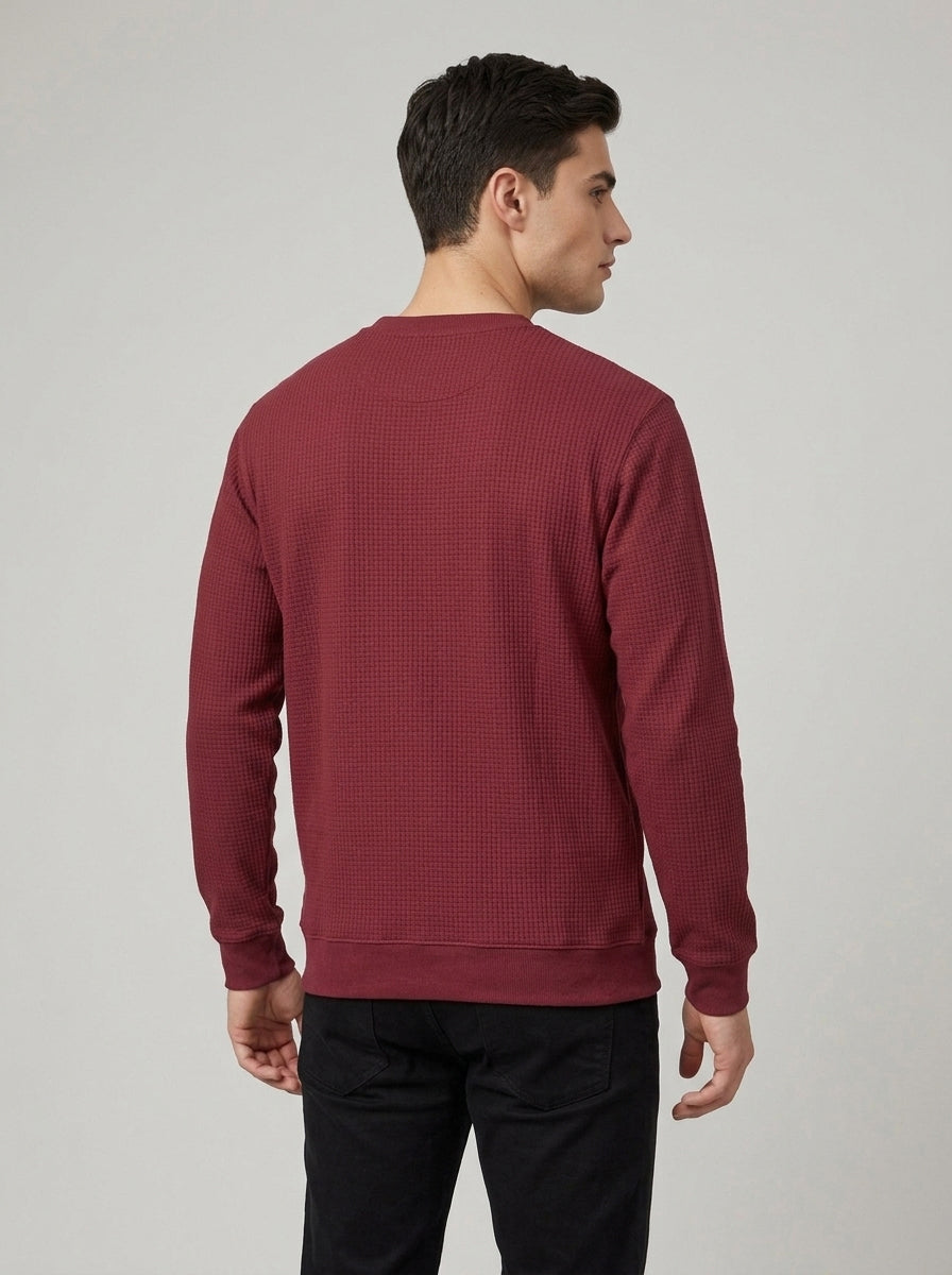 Men’s Textured Quarter-Zip Full-Sleeve Sweatshirt