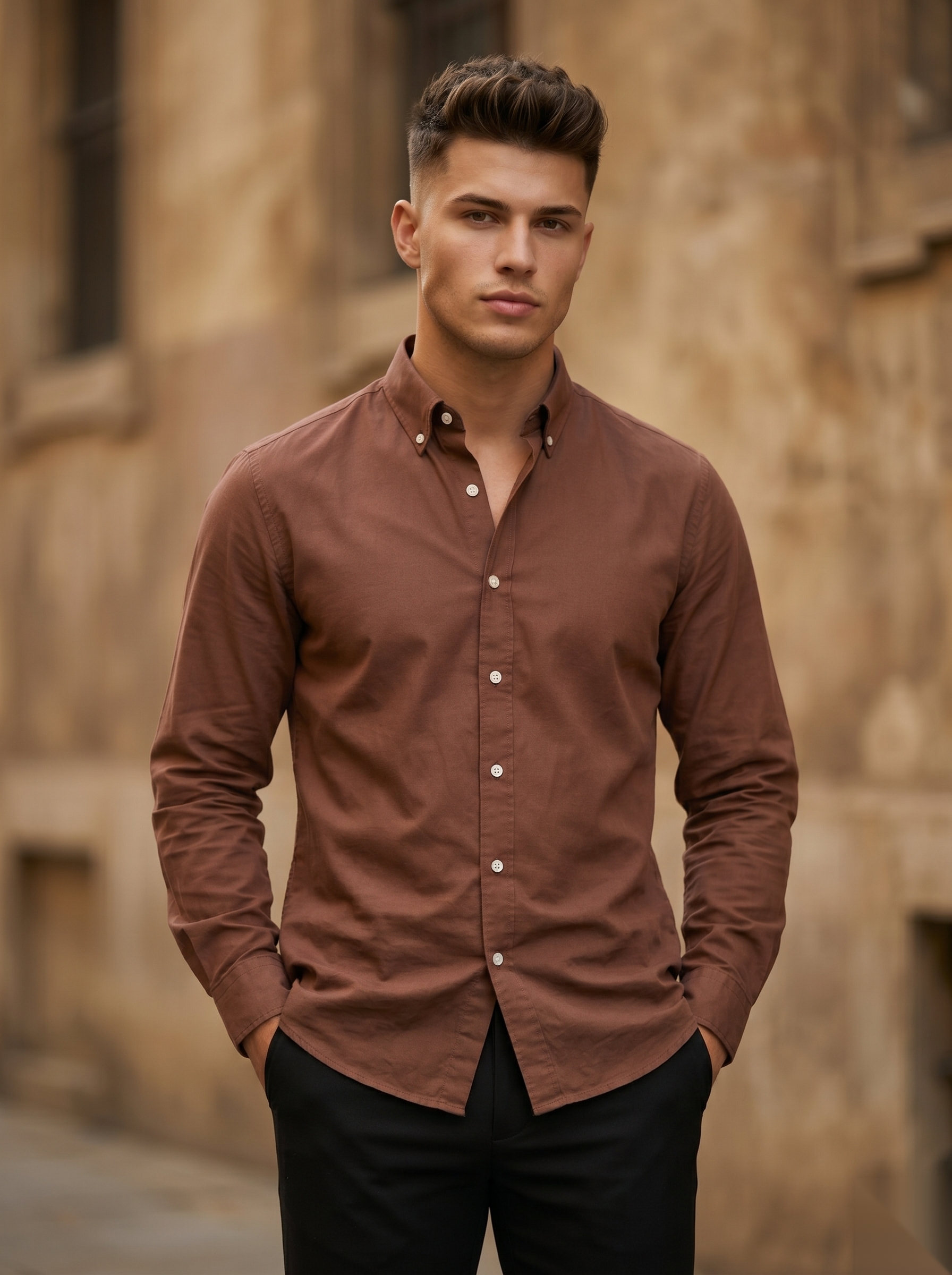 Snipes Oxford shirt featuring classic collar and button-front design, displayed in a close-up of the fabric and stitching details.