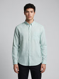 Men’s linen vertical-striped full-sleeve shirt by Snipes, shown in a stylish light-colored fabric with a classic collar and button front.
