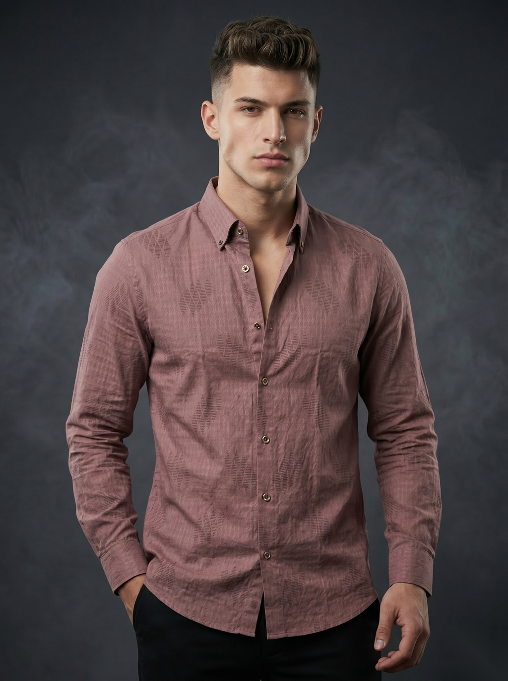 Snipes designer party-wear shirt with stylish pattern, long sleeves, and button-up front, perfect for special occasions.