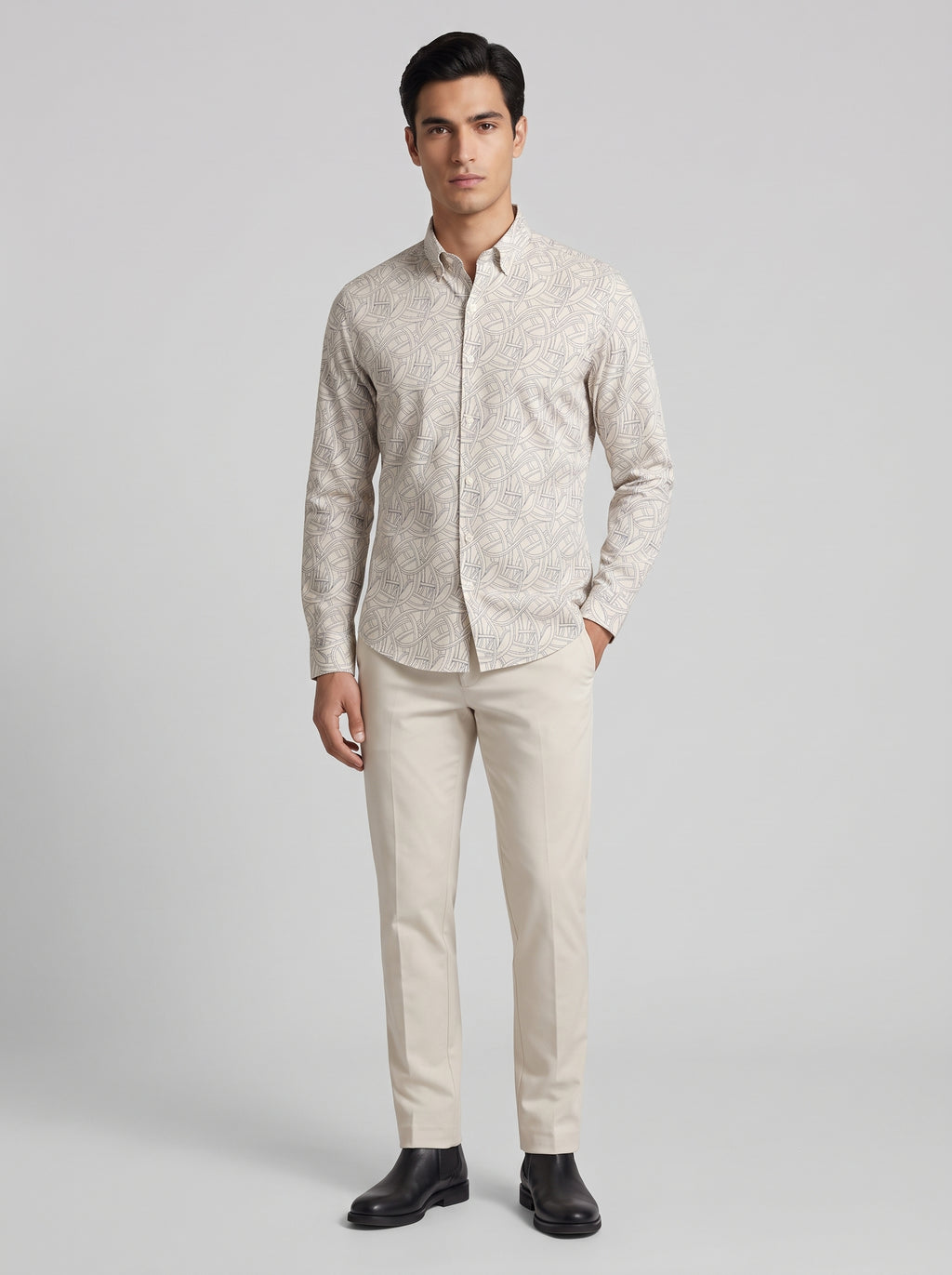 Men’s Interlaced Print Full Sleeve Shirt