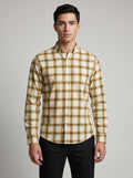 Men’s Mustard & Ivory Check Full Sleeve Shirt | Stylish Check Shirt