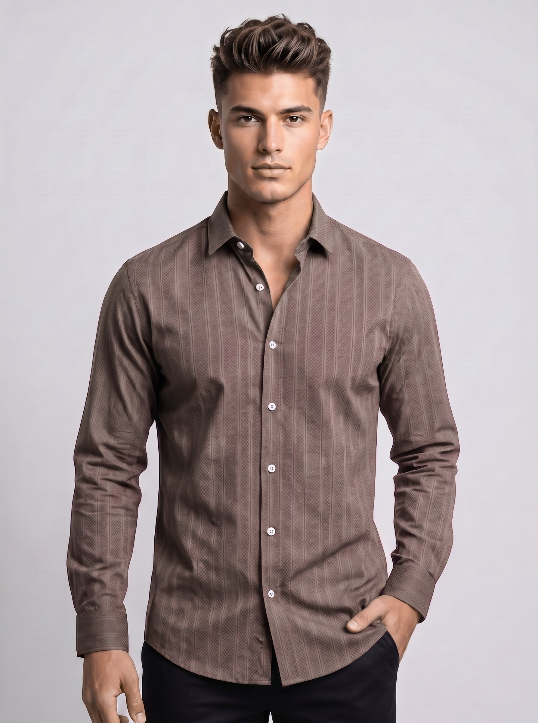 Snipes self-design shirt featuring a unique printed pattern, casual fit, long sleeves, and a round neckline.
