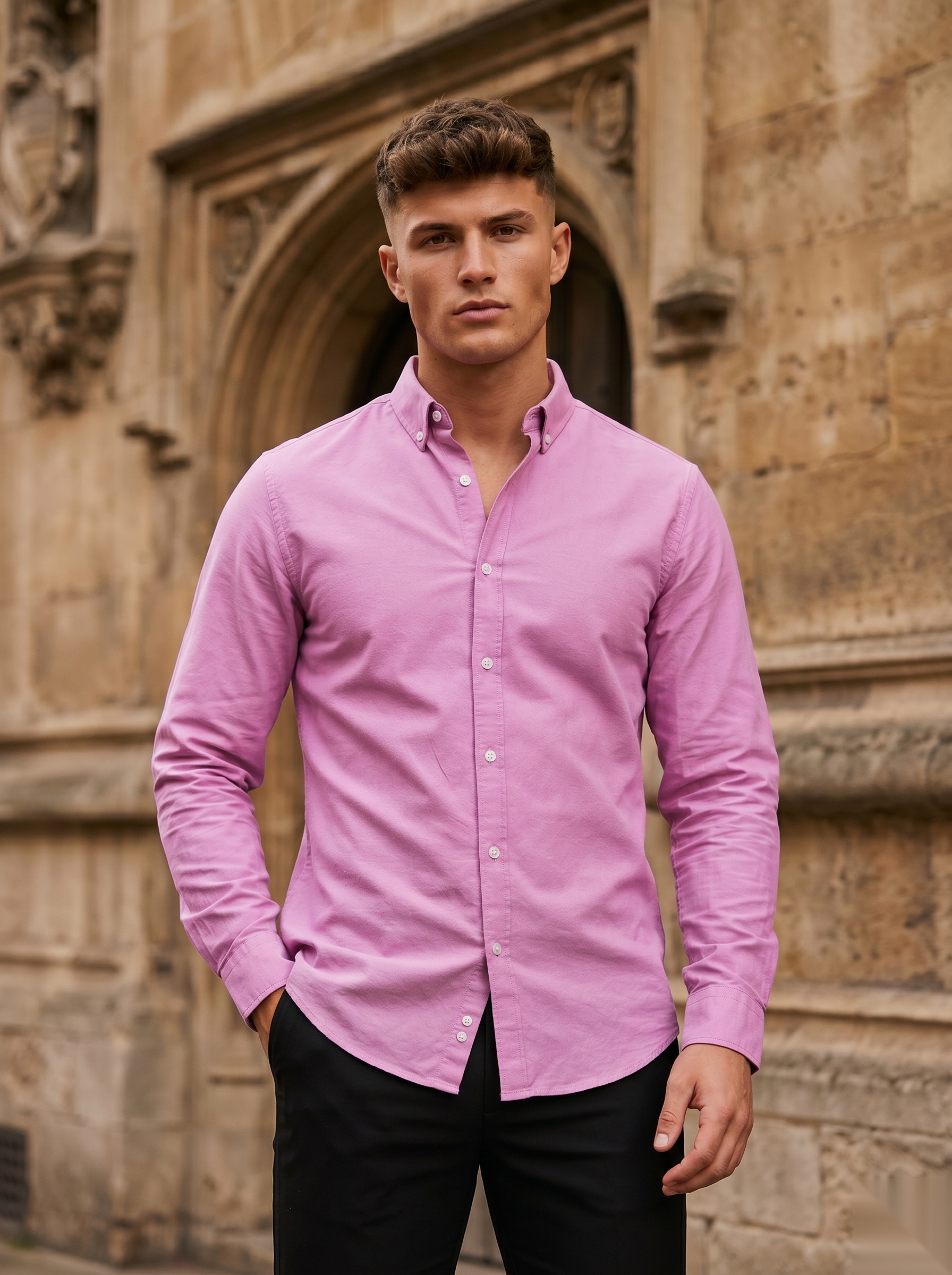 Snipes Oxford shirt featuring a classic button-down design in light blue with a collar and long sleeves.