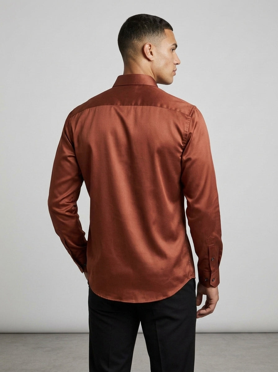 Men’s Solid Satin-Finish Full Sleeve Shirt