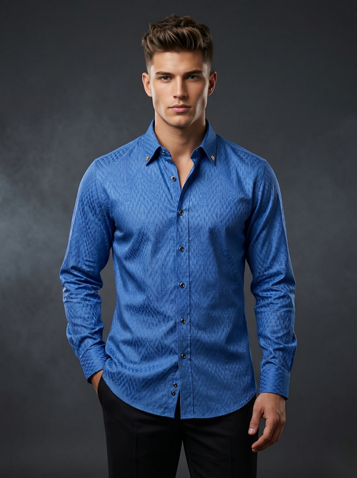 Snipes designer party-wear shirt with stylish pattern, long sleeves, and collar, ideal for festive and formal occasions.