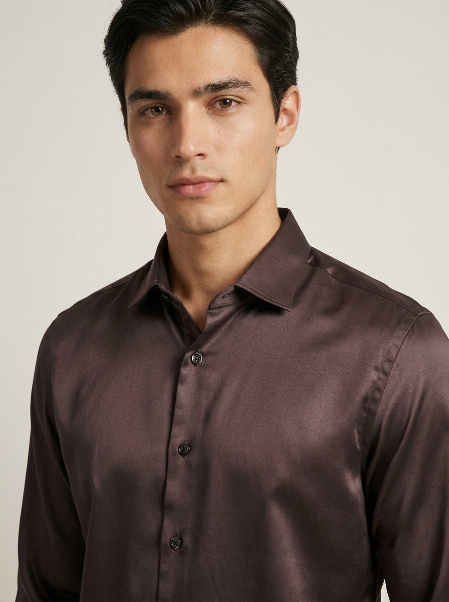 Men’s Solid Satin-Finish Full Sleeve Shirt