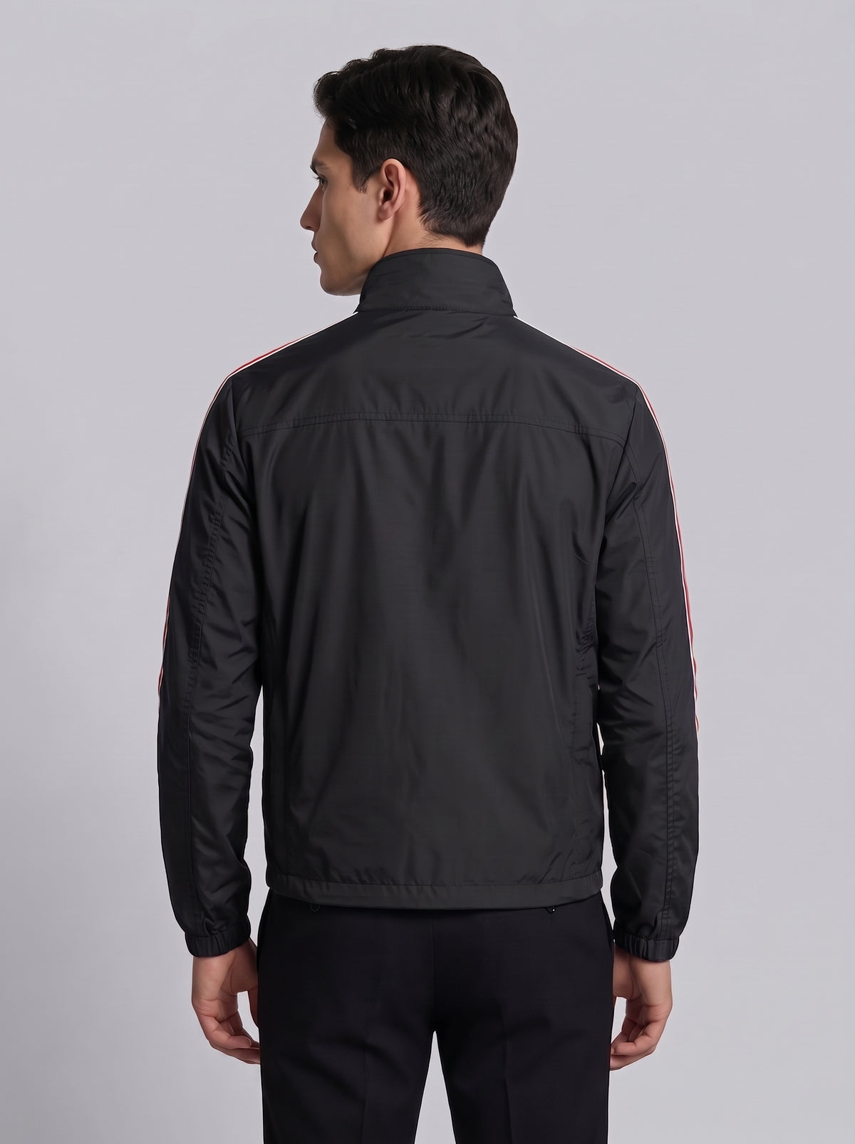 Men’s Striped Sleeve Zip-Up Jacket