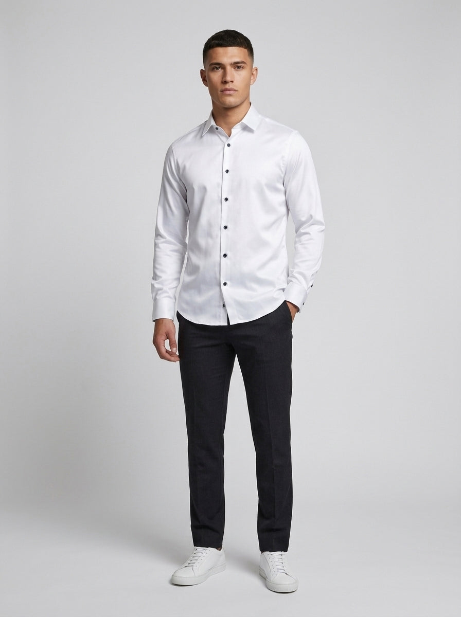 Men’s Solid Satin-Finish Full Sleeve Shirt