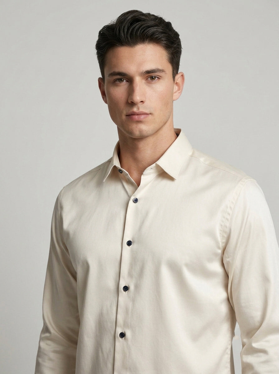 Men’s Solid Satin-Finish Full Sleeve Shirt