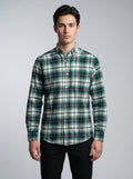 Men’s Green & Navy Plaid Check Full Sleeve Shirt