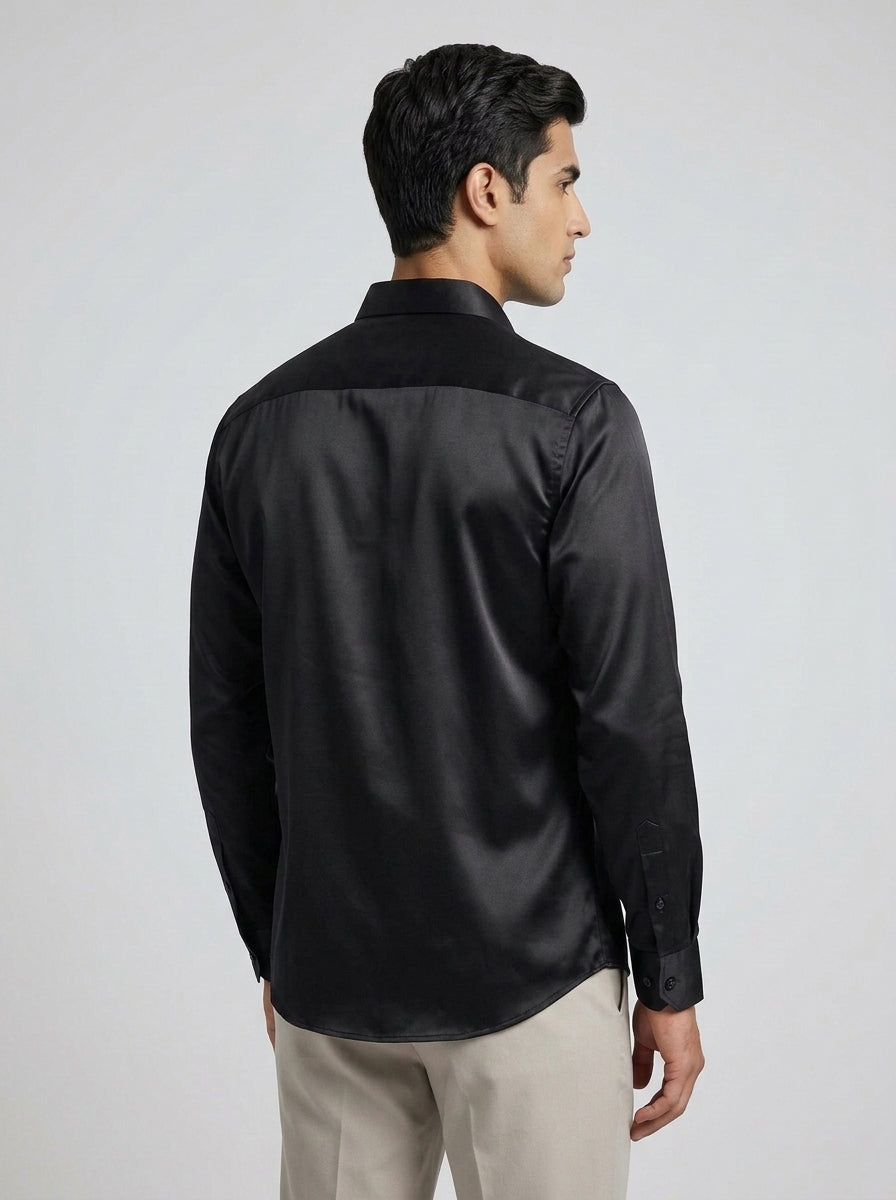 Men’s Solid Satin-Finish Full Sleeve Shirt
