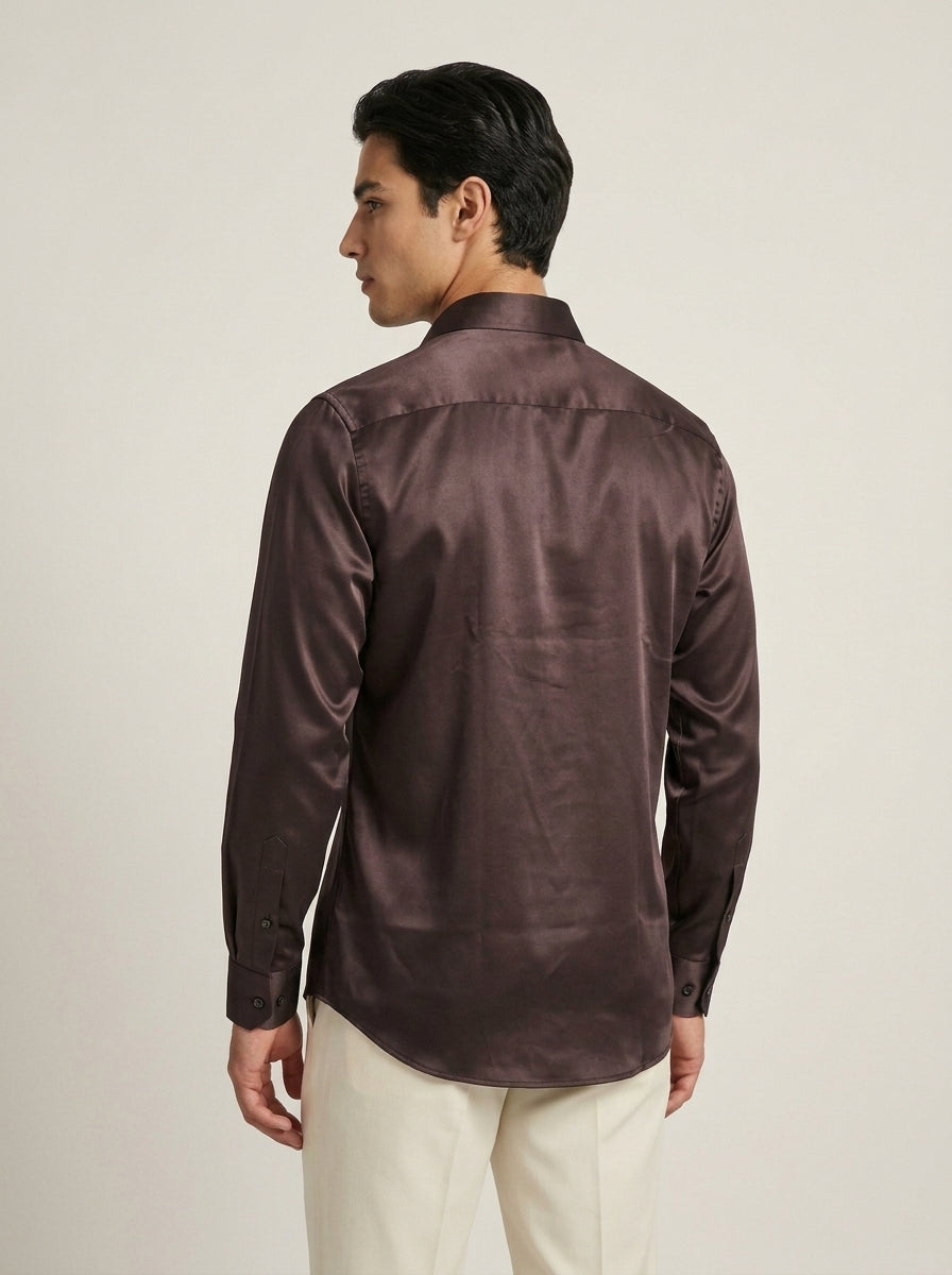 Men’s Solid Satin-Finish Full Sleeve Shirt