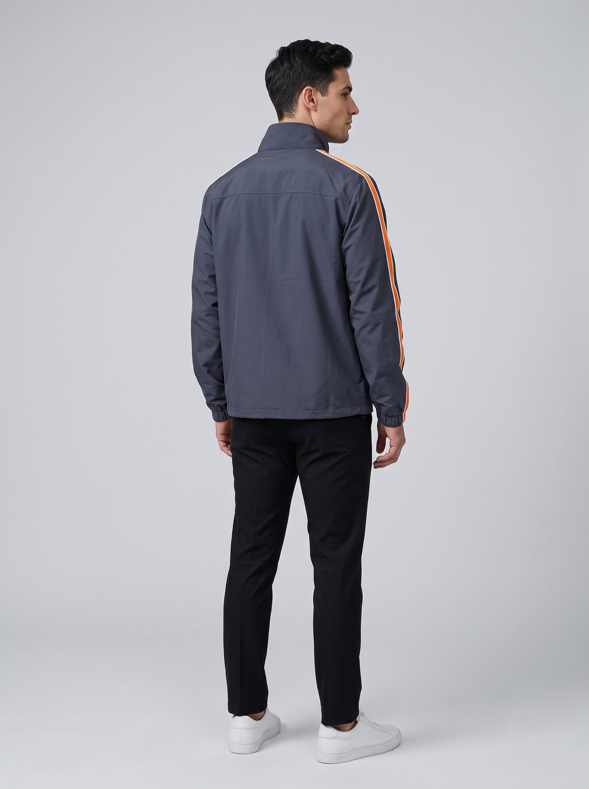 Men’s Striped Sleeve Zip-Up Jacket