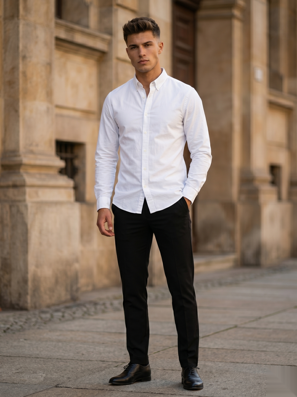 Snipes men's Oxford shirt with a classic collar and button-down front, shown in a crisp blue fabric.