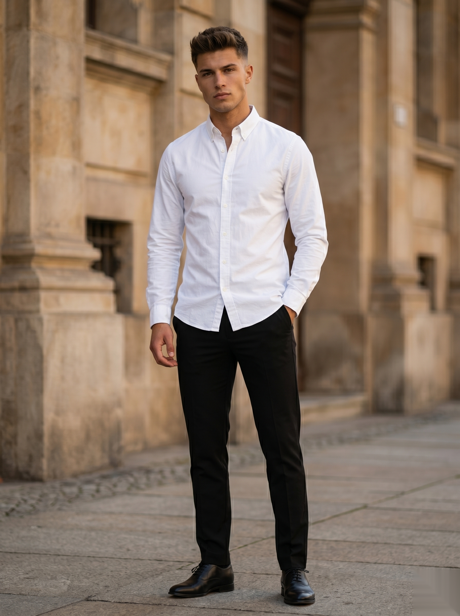 Snipes men's Oxford shirt with a classic collar and button-down front, shown in a crisp blue fabric.