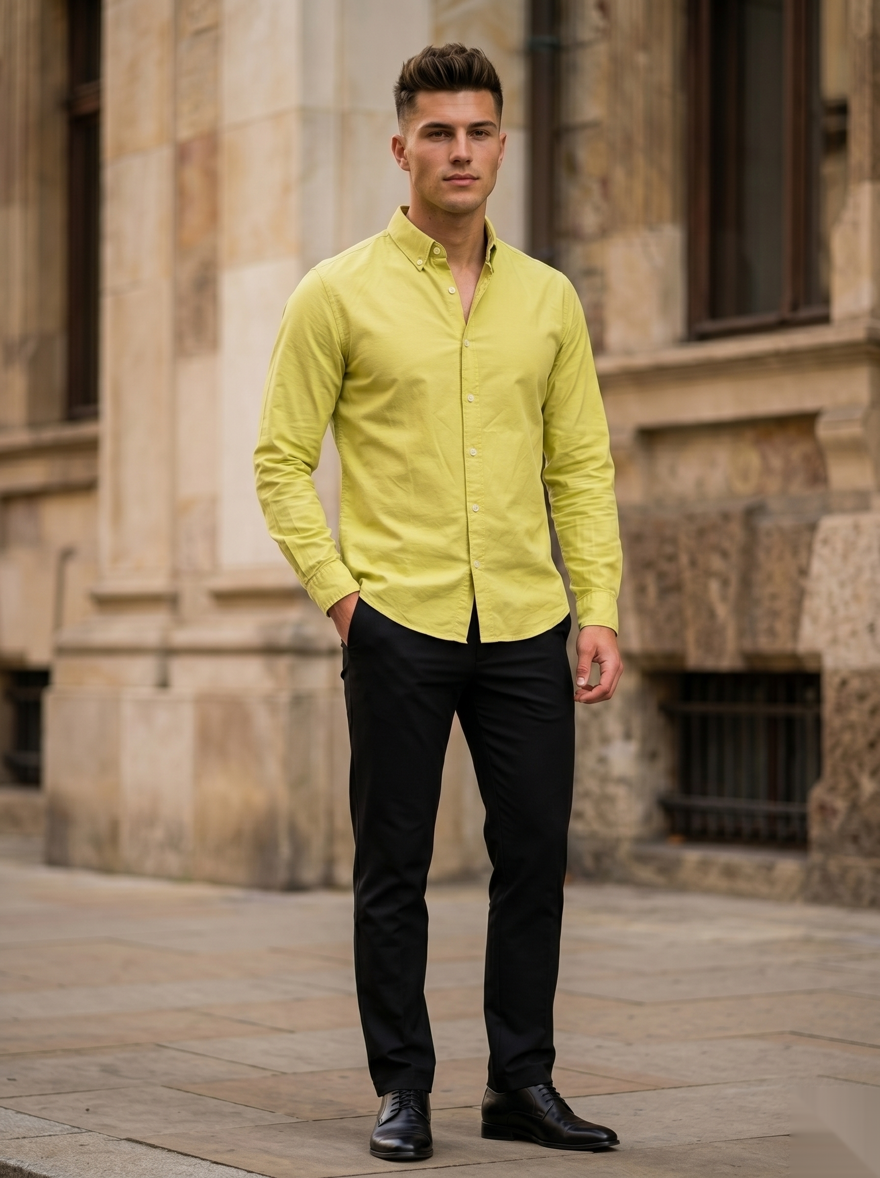 Snipes men's Oxford shirt in classic blue with a button-down collar, casual fit, and long sleeves.