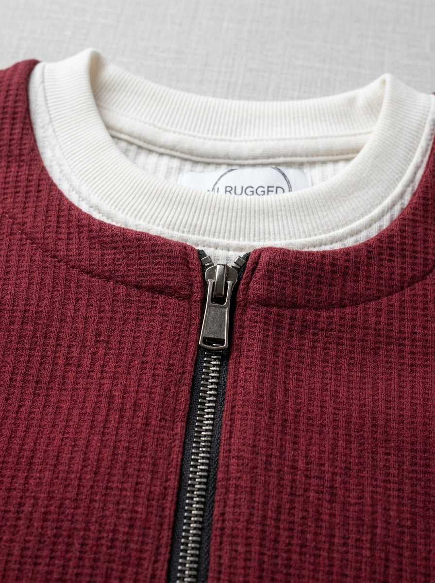 Men’s Textured Quarter-Zip Full-Sleeve Sweatshirt