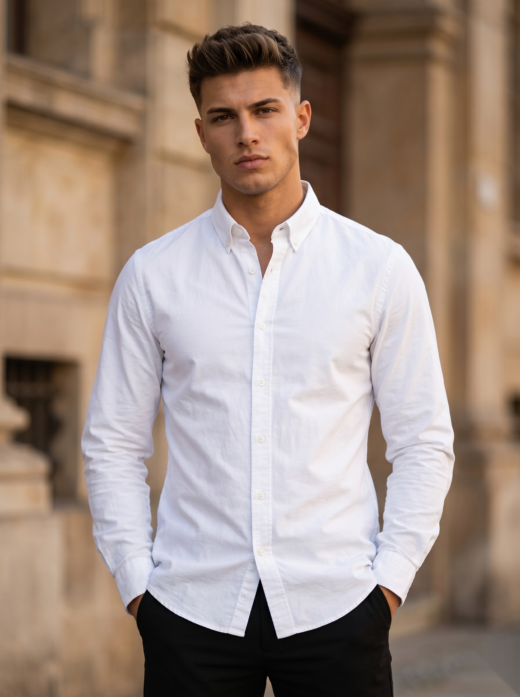 Snipes Oxford shirt featuring a classic button-up design in light blue with a collar and long sleeves.