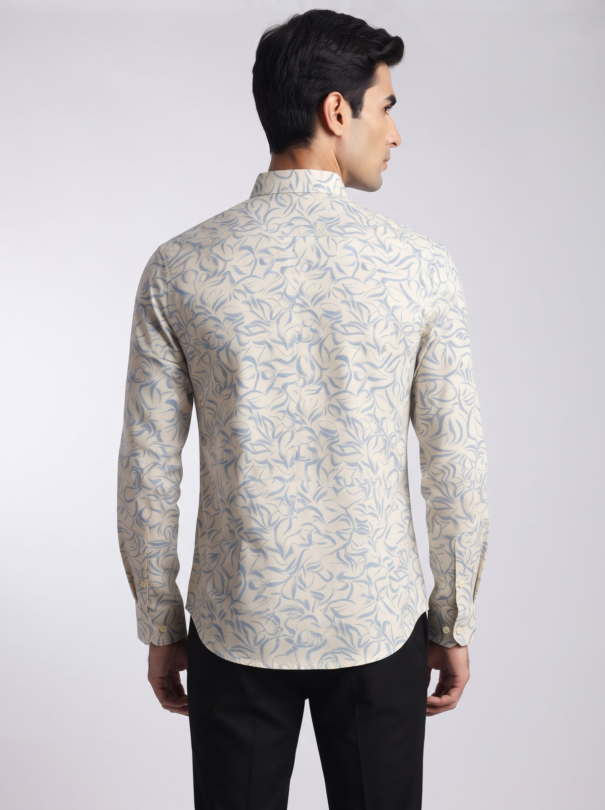 Men’s Abstract Botanical Print Full Sleeve Shirt