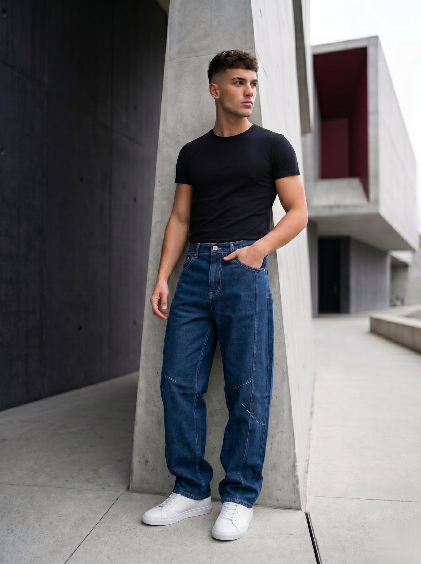 Snipes Barrel Fit denim jeans with a relaxed, tapered fit, displayed on a neutral background.