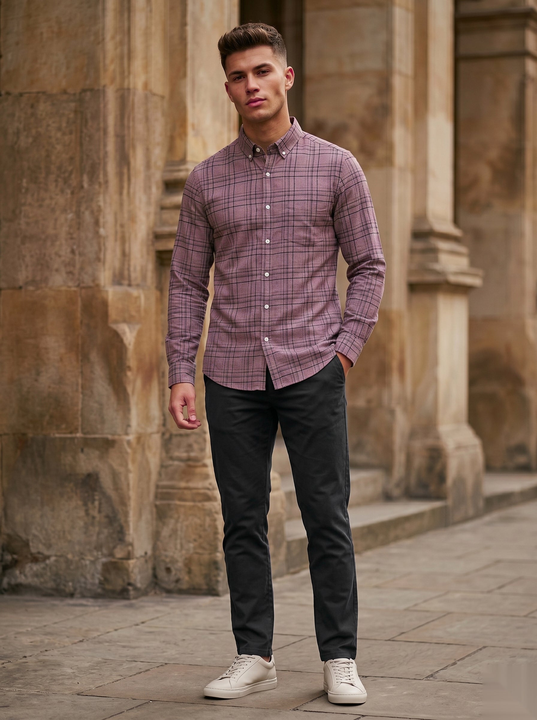 Snipes checked shirt with long sleeves and button front, featuring a classic plaid pattern in red, black, and white.