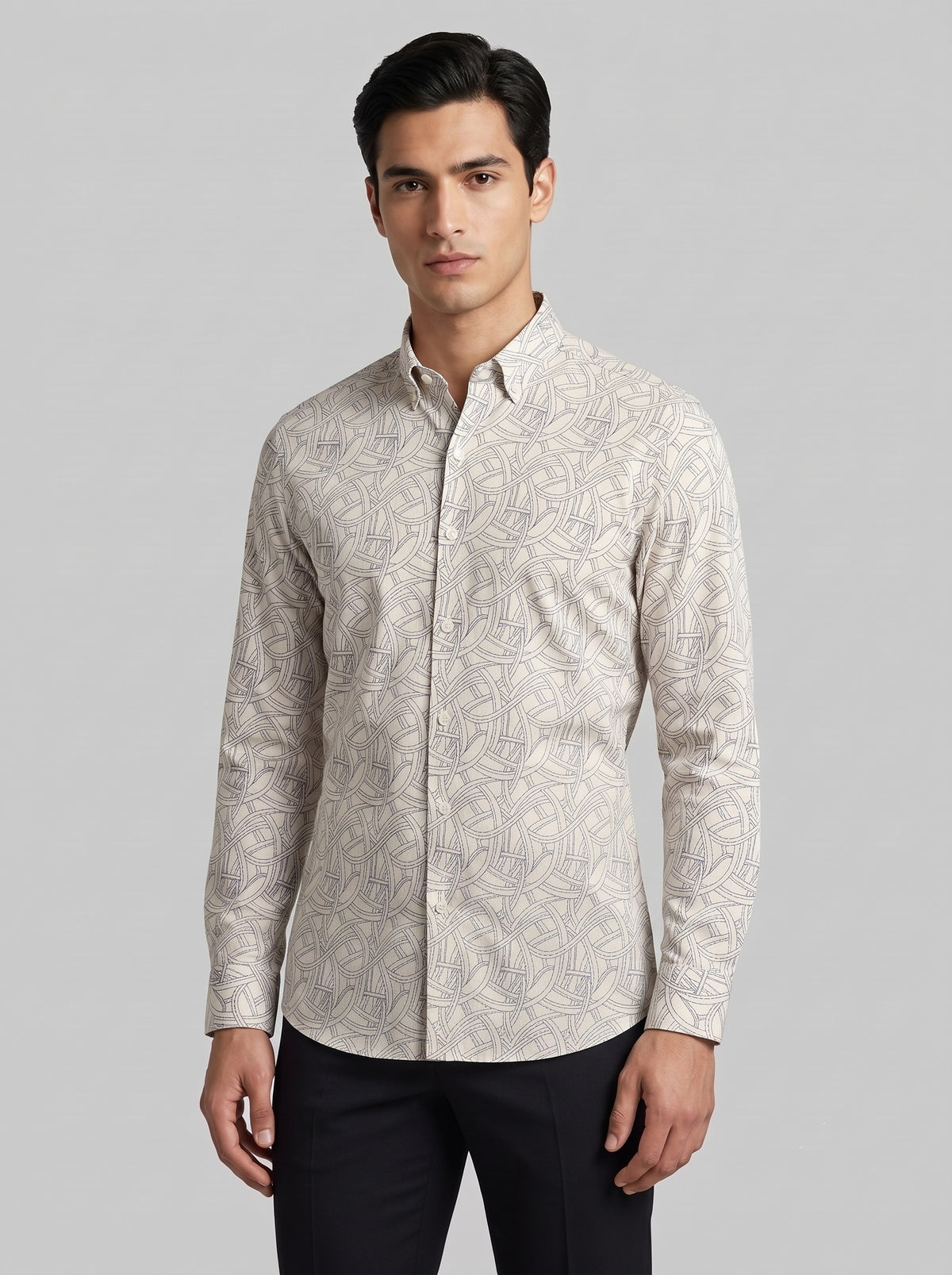 Men’s Interlaced Print Full Sleeve Shirt